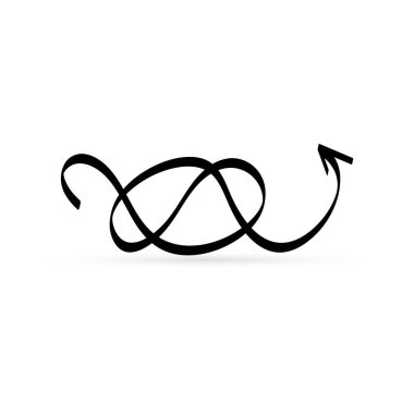 Doodle ok simgesi beyaz arkaplanda izole edildi. Çocuklar el çizimi çiziyor. Web için özet vektör çizimi.