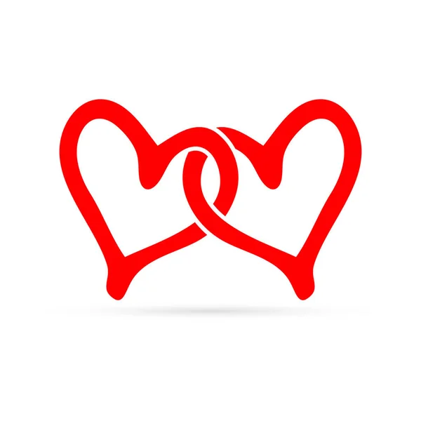 Outline Red Heart Isolated White Love Hand Drawing Icon Doodle — Stock Vector