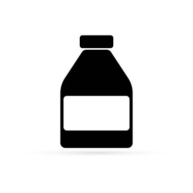 ilaç veya kozmetik şişe simgesi beyaz, vektör illüstrasyonunda izole