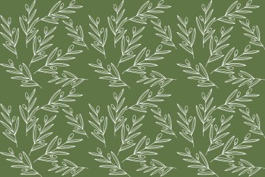 Zeytin dalı kalıbı ana hatlarıyla. Doodle 'ların el çizimi çizimleri. İtalya ülke sembolü. Meyveli büyük zeytin dalı. Gıda vektörü illüstrasyonu.