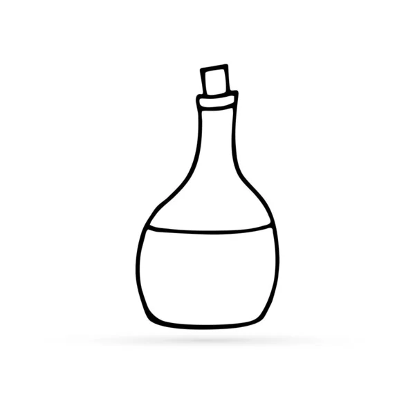 Піктограма Лінії Doodle Ескіз Пляшки Вина Ілюстрація Алкогольних Напоїв Ігристе — стоковий вектор