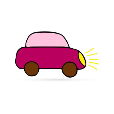 abstract car line icon isolated on white, sketch kids hand drawing art line, vector illustration