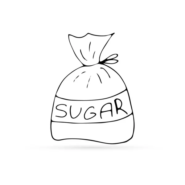Doodle Bag Sugar Isolated Outline Kids Hand Drawing Art Line — Stok Vektör