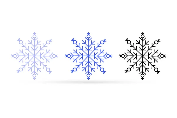 Набор Иконок Рисования Снежинок Изолирован Очертания Рождества Зимней Эмблемы Рисунок — стоковый вектор