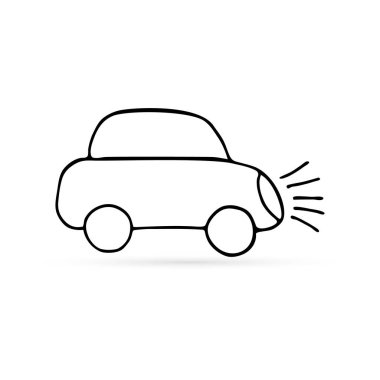 abstract car line icon isolated on white, sketch kids hand drawing art line, vector illustration