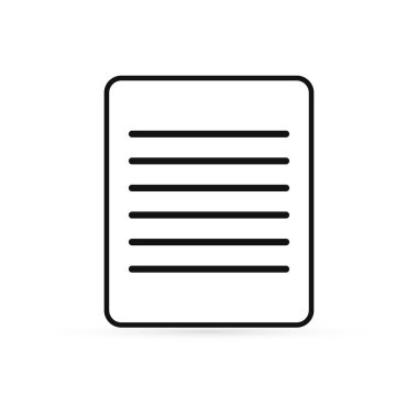 Belge dosya simgesi beyaza izole edildi. Mobil konsept ve web tasarımı için düz tabela. Karalama kağıdı dökümanı. Vektör stok illüstrasyonu