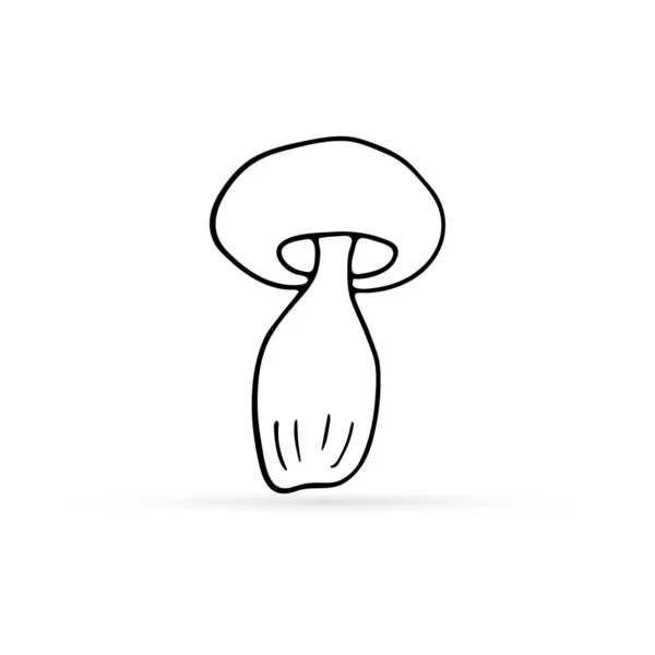 Doodle Mushroom Icon Icolated White Outline Vegetable Healthy Food Kids — Stock Vector