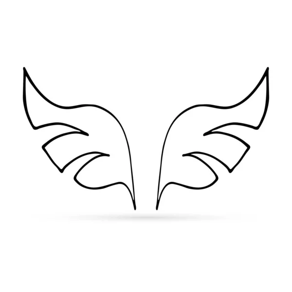 Doodle Wings Icon Isolated White Bird Angel Symbol Outline Kids — Stock Vector