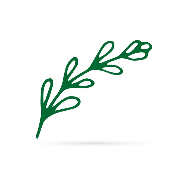Лапша Художественная Ветвь Иконой Листьев Выделенной Белом Эко Логотипе Очертания — стоковый вектор