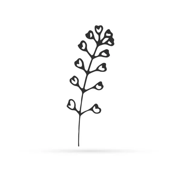 Doodle Flower Icon Isolated White Outline Kids Hand Drawing Line — 스톡 벡터