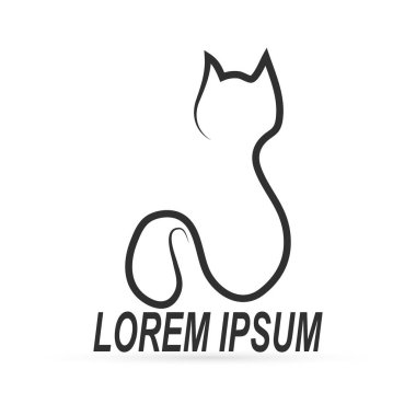 Soyut kedi simgesini karala, beyaza izole et, çocukların ana hatlarını çiz el çizimi çıkartması, robot resim logosu hayvanı, vektör stoku çizimi