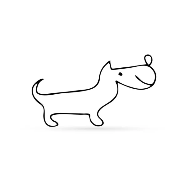 Garabato Animal Icono Aislado Blanco Contorno Perro Niños Dibujo Mano — Archivo Imágenes Vectoriales
