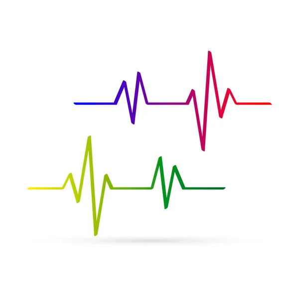 Outline Heartbeat Icon Set Isolated White Medicine Sign Sketch Vector — 스톡 벡터