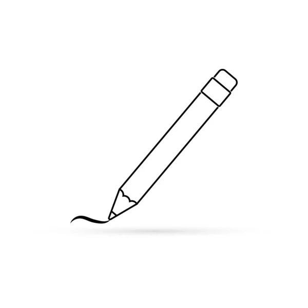 Pencil Icon Isolated White Coloring Sketch Doodle Drawing Hand Design — 图库矢量图片