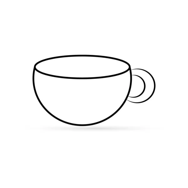 Koffie Thee Kopje Pictogram Geïsoleerd Wit Lijnsjabloon Schets Het Bord — Stockvector