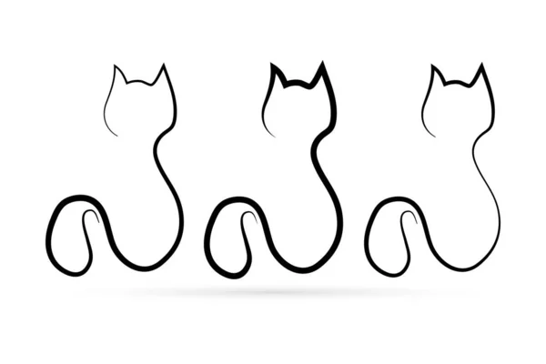Doodle Abstract Cat Icon Isolated White Outline Kids Hand Drawing — 스톡 벡터