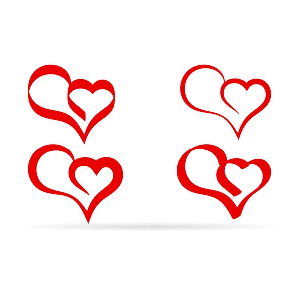 Outline Heart Icon Set Isolated White Sketch Velentine Day Wedding — Stock Vector