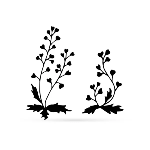 Иконка Цветочным Набором Каракулей Выделенная Белом Эко Логотип Контур Ручной — стоковый вектор