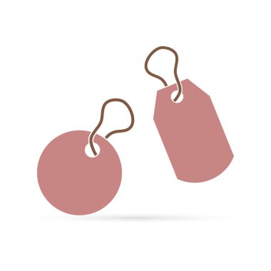 Etiket etiketi simgesi beyaz, rozet koleksiyonu, fiyat işareti, vektör stoku illüstrasyonu üzerine izole edilmiş