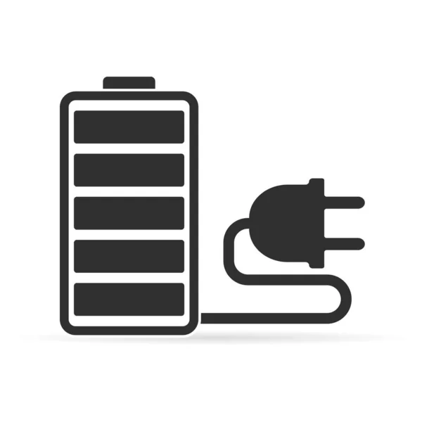 Zwart Batterij Pictogram Geïsoleerd Wit Vector Voorraad Illustratie — Stockvector