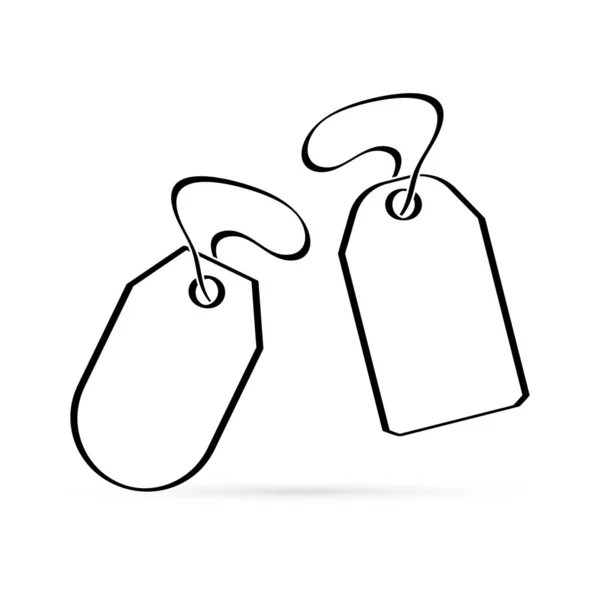 Contorno Adesivo Tag Set Icona Isolata Bianco Doodle Badge Art — Vettoriale Stock