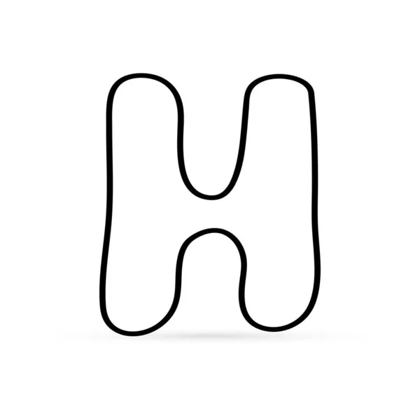 为设计而在白色上孤立的Dodle字母H图标 草图儿童手绘艺术线条 着色贴纸字母 轮廓矢量图例 — 图库矢量图片