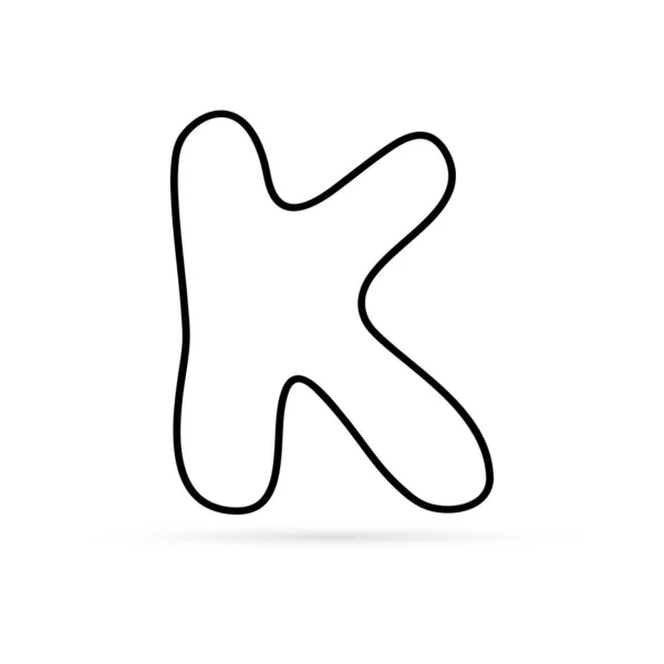 为设计而在白色上孤立的Dodle字母K图标 素描儿童手绘线条 着色贴纸字母 勾勒矢量图解 — 图库矢量图片