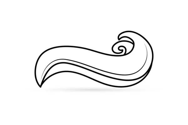 Doodle Hand Drawing Water Wave Icon Isolated White Sketch Logo — Stock vektor