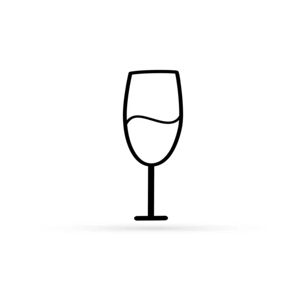 Outline Wine Glass Icon Isolated White Sketch Hand Drawing Art — Stok Vektör