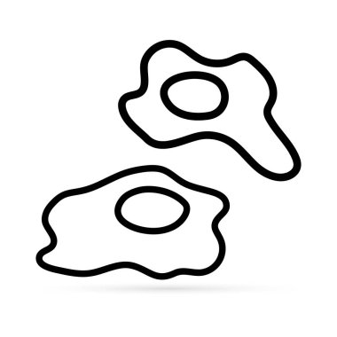 Karalama omlet seti simgesi beyaza izole edildi. Çocuklar el çizimi çiziyor. Taslak yumurta. Stetch yemeği. Renklendirme vektörü stok çizimi