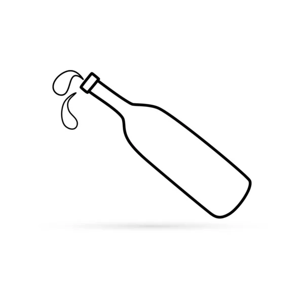 白に隔離されたワインアイコンの概要ボトル スケッチハンドドローイングアートライン ドリンクベクターストックイラスト — ストックベクタ