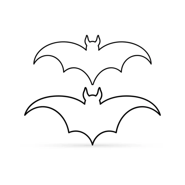 Outline Icona Set Pipistrelli Isolato Bianco Silhouette Animale Stencil Collezione — Vettoriale Stock