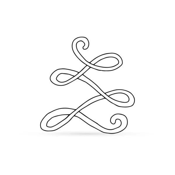 Umriss Seil Symbol Isoliert Auf Weiß Doodle Kinder Hand Zeichnen — Stockvektor