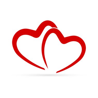 Beyaz üzerine izole edilmiş kalp simgesi, velentine günü veya düğün için çizim, paket etiketi, vektör stoku çizimi