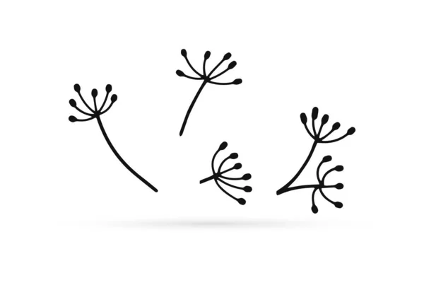 Doodle Abstract Flower Icon Isolated White Outline Kids Hand Drawing — ストックベクタ