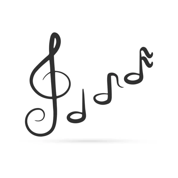Очертания Скрипичного Ключа Иконкой Заметок Изолированной Белом Музыкальные Каракули Скетч — стоковый вектор