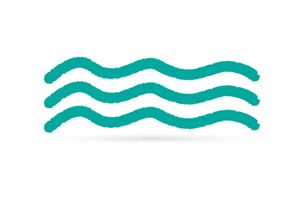Doodle Hand Zeichnung Wasser Welle Symbol Isoliert Auf Weiß Skizziere — Stockvektor