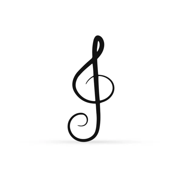 Umrissenes Symbol Für Einen Notenschlüssel Isoliert Auf Weiß Musikkritzeln Sketch — Stockvektor