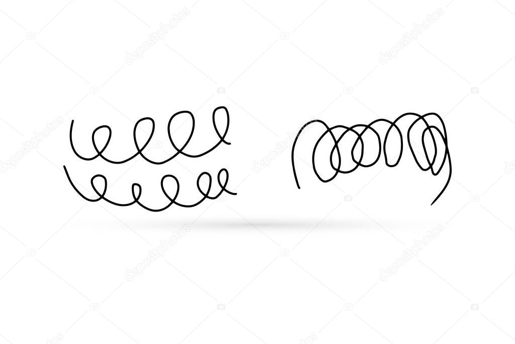 Doodle sripal wave icon for design isolated on white. Outline kids hand drawing art line. Sketch vector stock illustration