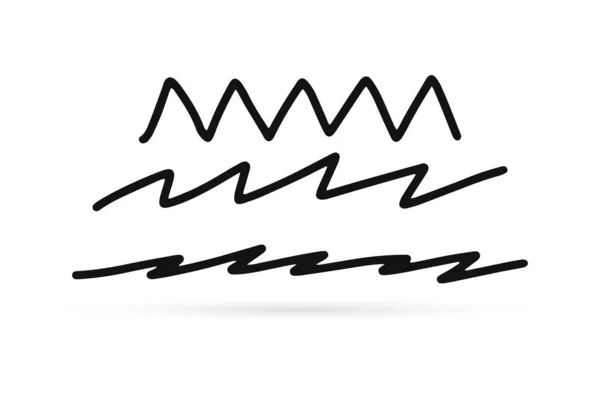 Doodle Zigzag Wave Icon Design Isolated White Outline Kids Hand — 스톡 벡터