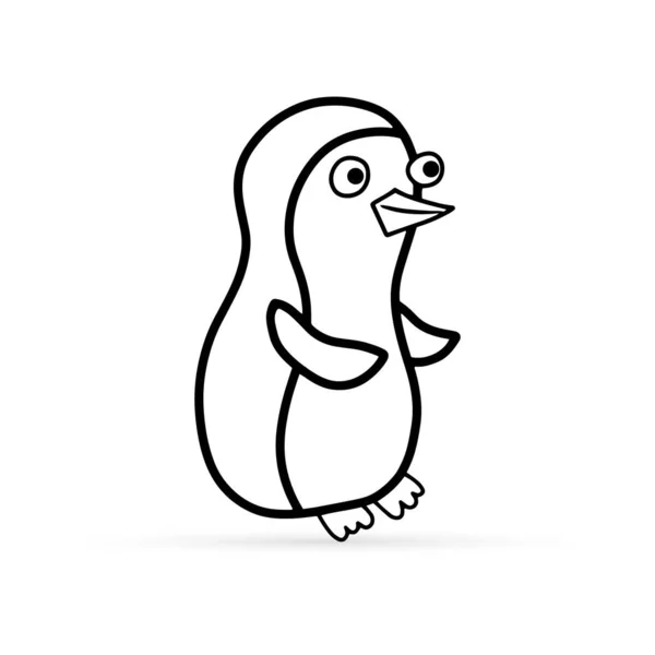 Baby Penguin Icon Isolated White Hand Drawn Art Line Sketch — Stock Vector