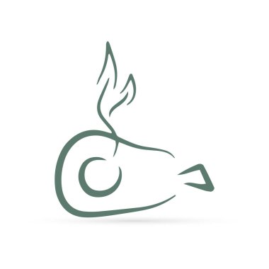 Avokado ikonu, karalama yemeği. Çocuklar el çizimi çiziyor. Sketch vektör stok çizimi