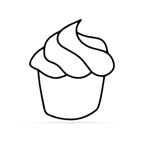 Doodle Cake Icoon Geïsoleerd Wit Schets Kinderen Met Hand Tekenen — Stockvector