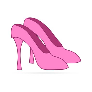 Karalama kadın ayakkabıları ikonu beyaza izole edilmiş. Vektör hisse illüstrasyonu