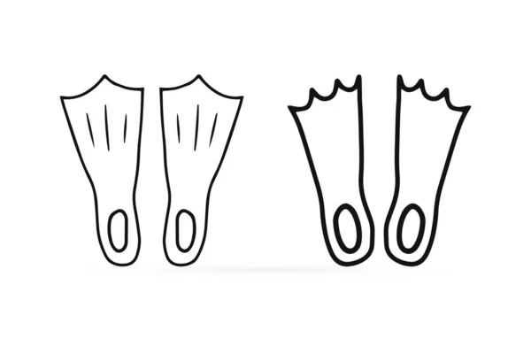 Ikona Płetw Doodle Wyizolowana Białym Zarys Dzieci Ręcznie Rysować Linię — Wektor stockowy