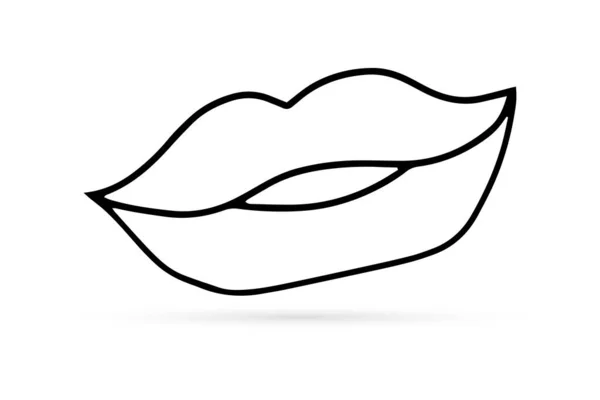 Doodle Mulheres Lábios Ícone Isolado Crianças Mão Desenho Linha Arte — Vetor de Stock