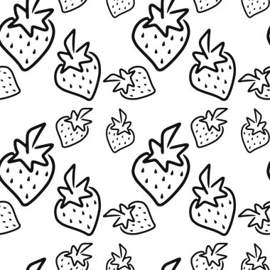 Çilek aromalı, beyazı izole edilmiş. Taslak çilek. El çizimi, meyve çizimi. Vektör stok illüstrasyonu