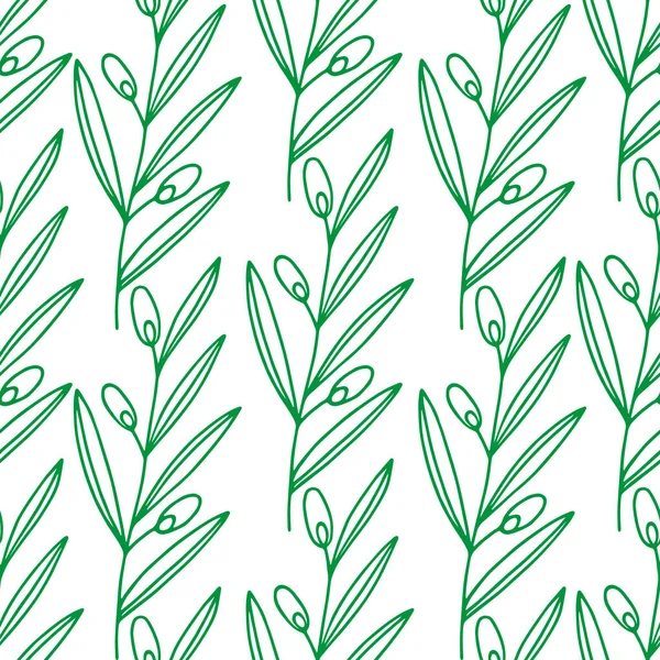 Décrivez Motif Branches Olivier Isolées Sur Blanc Doodle Enfants Dessin — Image vectorielle
