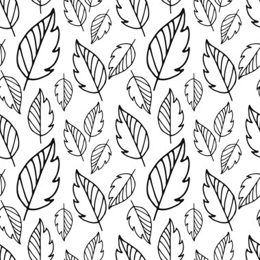 Karalama yaprağı deseni beyaza izole edilmiş. Taslak yapraklar. El çizimi çizimi çizimi. Vektör stok illüstrasyonu