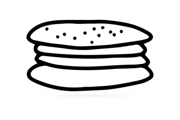 Doodle Macarons Sandwich Icoon Geïsoleerd Wit Kinderen Met Hand Tekenen — Stockvector